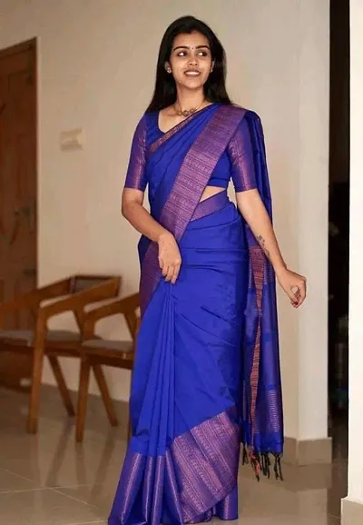 Elitist Women's Zari Woven Banarasi Silk Beautiful Ethinic Wear Saree With Unstiched Blouse Piece (A_K_D_1006)