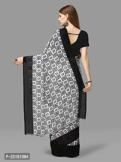 Georgette Printed Work Saree with Blouse Piece