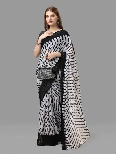 New Trendy Georgette Printed Saree with Blouse piece