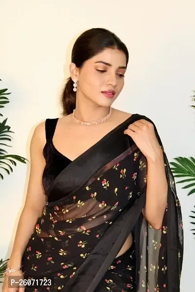 Georgette Partywear Saree with Blouse piece-thumb0