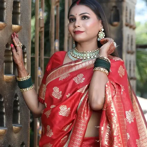 Glamorous Art Silk Saree with Blouse piece 