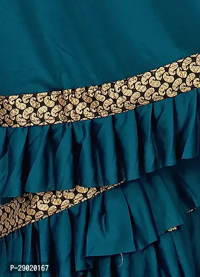 Solid Plain Woven Bollywood Lycra Blend Saree Blue-thumb4