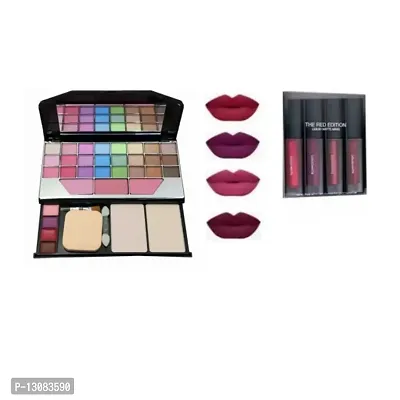 TYA makeup kit eyeshadow 6155 makeup kit with liquid lipstick 4 set multicolor red addition