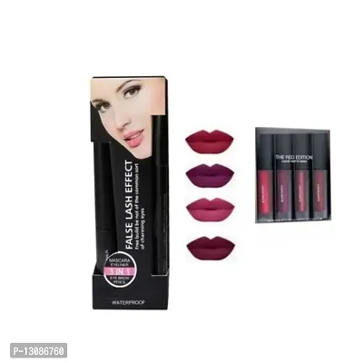 3in 1 eyeliner , mascara , kajal combo pack with liquid lipstick 4 set matte multicolor-thumb0