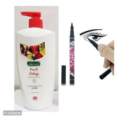 Body lotion fruit flavour 500ml with 36h eyeliner black combo-thumb0