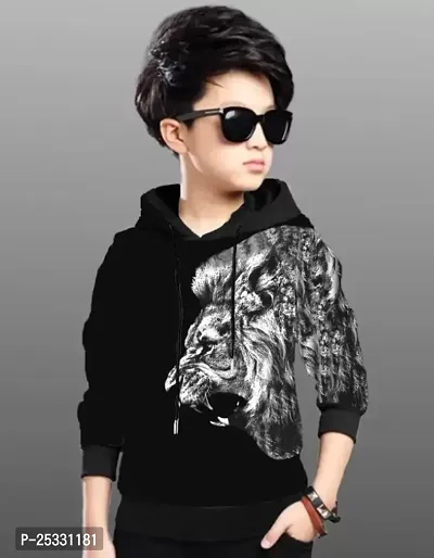 Kids Boys  Girls Hooded Neck Full Sleeves Regular Fitted Pure Cotton Printed T Shirt-thumb0