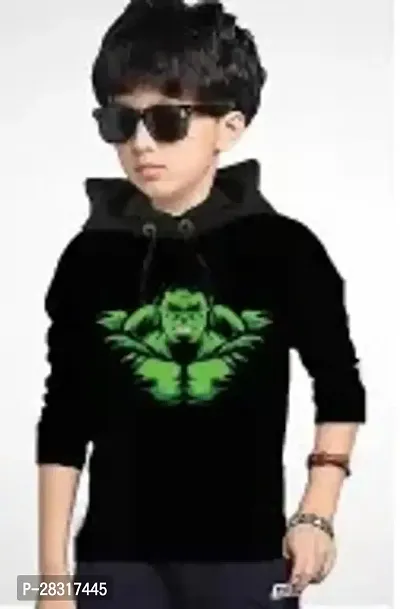 Kids Boys  Girls Hooded Neck Full Sleeves Regular Fitted Pure Cotton Printed T Shirt-thumb0