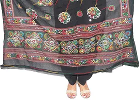 OneStoreIndia Handcrafted Dupatta Cotton Embroidery & Mirror work Designer Dupatta Shawl Scarf Wrap Chunni. (Black)-thumb1