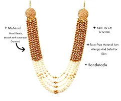 OneStoreIndia Handmade Groom Necklace Sherwani Dhula Mala With Pearls, Stone & Studded AD(American Diamond) Necklace Jewellery For Men/Groom.7877-thumb2