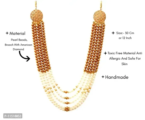 OneStoreIndia Handmade Groom Necklace Sherwani Dhula Mala With Pearls, Stone & Studded AD(American Diamond) Necklace Jewellery For Men/Groom.7877-thumb3