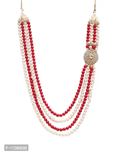 OneStoreIndia Handmade Groom Necklace Sherwani Dhula Mala With Pearls, Stone & Studded AD(American Diamond) Necklace Jewellery For Men/Groom. 7858