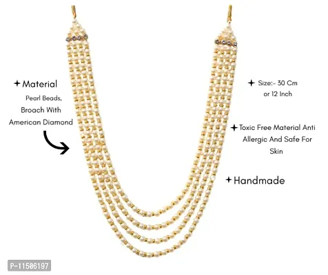 OneStoreIndia Handmade Groom Necklace Sherwani Dhula Mala With Pearls, Stone & Studded AD(American Diamond) Necklace Jewellery For Men/Groom. 7823-thumb3