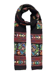 OneStoreIndia Handcrafted Dupatta Cotton Embroidery & Mirror work Designer Dupatta Shawl Scarf Wrap Chunni. (Black)-thumb3