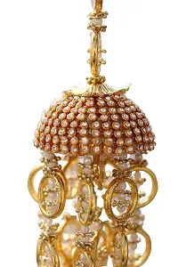 Geetanjali Plastic Base Metal Pearl Handmade Traditional Wedding Bridal Hand Hanging Kalira Kalere Kaleera for Women - Set of 2 (Pair , 8404) (Gold)-thumb3