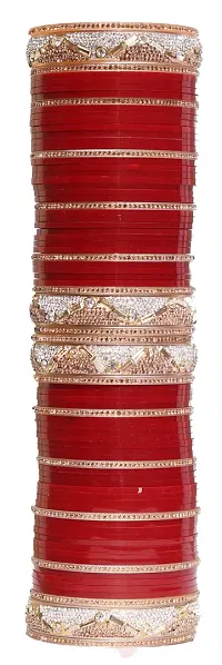 OneStoreIndia Handmade Traditional Designer Chura Stone Studded Bangle Set Jewellery for Women.1 (Mahroon, 2.8, Printed Box)-thumb2