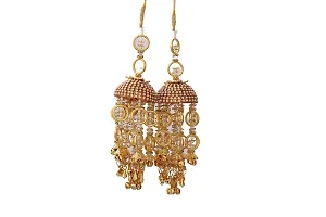 Geetanjali Plastic Base Metal Pearl Handmade Traditional Wedding Bridal Hand Hanging Kalira Kalere Kaleera for Women - Set of 2 (Pair , 8404) (Gold)-thumb4