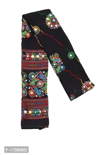 OneStoreIndia Handcrafted Dupatta Cotton Embroidery & Mirror work Designer Dupatta Shawl Scarf Wrap Chunni. (Black)-thumb5