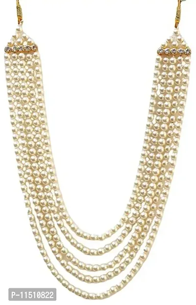 OneStoreIndia Handmade Groom Necklace Sherwani Dhula Mala With Pearls, Stone & Studded AD(American Diamond) Necklace Jewellery For Men/Groom. Dhula Mala - 13
