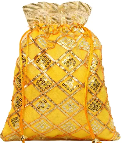 OneStoreIndia Handmade Traditional Designer Potli for Women & Girls or Gift Bags for Festivals, Religious products or Special Occasions.|Potli - 7|