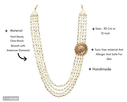 OneStoreIndia Handmade Pearl Stone & Studded AD(American Diamond) Necklace Jewellery For Men/Groom For Wedding(Dhula Mala/Kantha Haar) Or Special Occasions. (7846)-thumb3