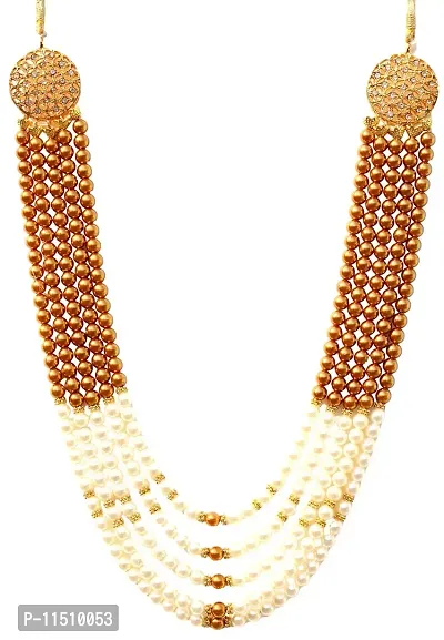 OneStoreIndia Handmade Groom Necklace Sherwani Dhula Mala With Pearls, Stone & Studded AD(American Diamond) Necklace Jewellery For Men/Groom.7877-thumb0