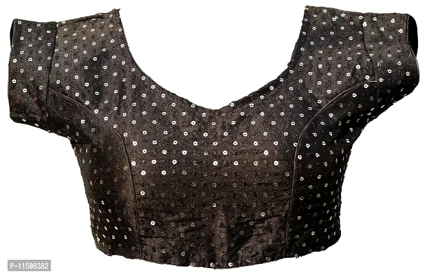 OneStoreIndia Handmade Designer Fabrics Womens Cotton Blouse.(Blouse - 11) (Black)-thumb5