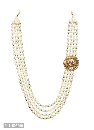 OneStoreIndia Handmade Pearl Stone & Studded AD(American Diamond) Necklace Jewellery For Men/Groom For Wedding(Dhula Mala/Kantha Haar) Or Special Occasions. (7846)