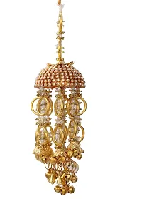 Geetanjali Plastic Base Metal Pearl Handmade Traditional Wedding Bridal Hand Hanging Kalira Kalere Kaleera for Women - Set of 2 (Pair , 8404) (Gold)-thumb2