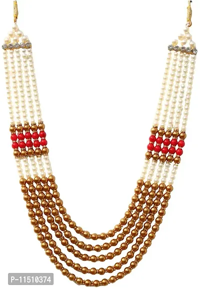 OneStoreIndia Handmade Groom Necklace Sherwani Dhula Mala With Pearls, Stone & Studded AD(American Diamond) Necklace Jewellery For Men/Groom.7830