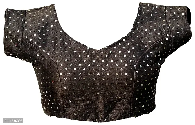 OneStoreIndia Handmade Designer Fabrics Womens Cotton Blouse.(Blouse - 11) (Black)-thumb0