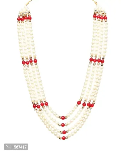 OneStoreIndia Handmade Pearl Stone & Studded AD(American Diamond) Necklace Jewellery For Men/Groom For Wedding(Dhula Mala/Kantha Haar) Or Special Occasions. (7992)
