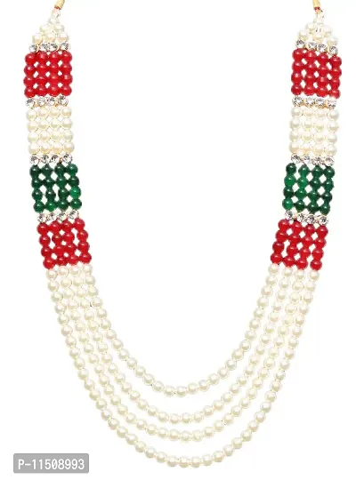 OneStoreIndia Handmade Groom Necklace Sherwani Dhula Mala With Pearls, Stone & Studded AD(American Diamond) Necklace Jewellery For Men/Groom .(DM-7991)