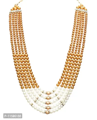 OneStoreIndia Handmade Groom Necklace Sherwani Dhula Mala With Pearls, Stone & Studded AD(American Diamond) Necklace Jewellery For Men/Groom .Dhula Mala - 12