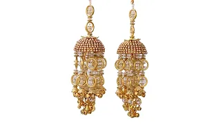 Geetanjali Plastic Base Metal Pearl Handmade Traditional Wedding Bridal Hand Hanging Kalira Kalere Kaleera for Women - Set of 2 (Pair , 8404) (Gold)-thumb1