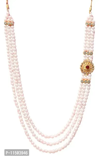 OneStoreIndia Handmade Pearl Stone & Studded AD(American Diamond) Necklace Jewellery For Men/Groom For Wedding(Dhula Mala/Kantha Haar) Or Special Occasions. (7822)