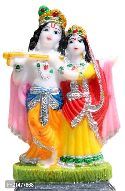 Geetanjali Crafts Handcrafted Lord Radha  Krishna Multi 14 Cm Showpiece/Idol/Figurine/Murti for Pooja,Office Decor and Car Dash Board or Decorations-thumb0