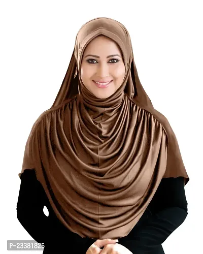 Mehar Hijab's Glamour in Modesty Faeezah Frill Hijab Dark Wheat XXL-thumb0