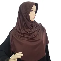 mehar hijab Modest Women's stylish Side Slit &Tie Solid Polycotton Soft feel good fabric Rania Hijab XL (Cocco)-thumb1