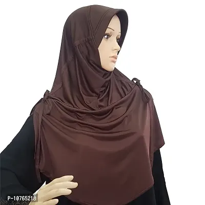 mehar hijab Modest Women's stylish Side Slit &Tie Solid Polycotton Soft feel good fabric Rania Hijab XL (Cocco)-thumb2