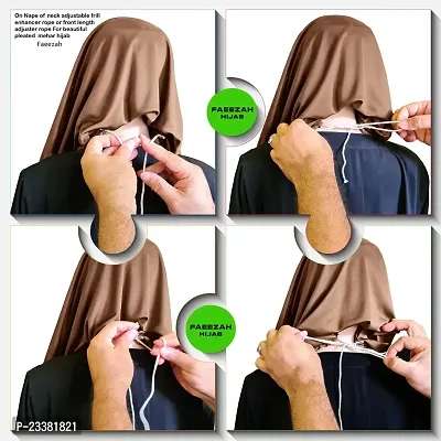 Mehar Hijab's Glamour in Modesty Faeezah Frill Hijab Dark Wheat XL-thumb3