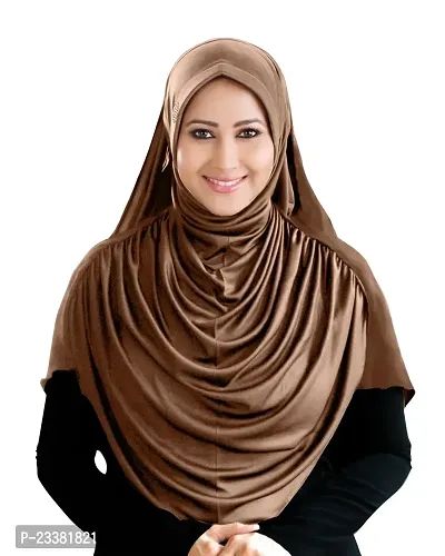 Mehar Hijab's Glamour in Modesty Faeezah Frill Hijab Dark Wheat XL-thumb0