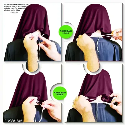 Mehar Hijab's Glamour in Modesty Faeezah Frill Hijab Wine XXL-thumb3