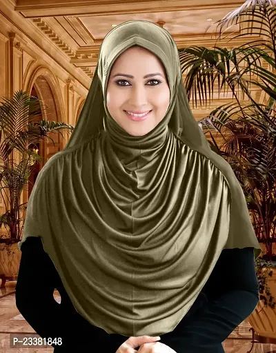 Mehar Hijab's Glamour in Modesty Faeezah Frill Hijab Olive XL-thumb0