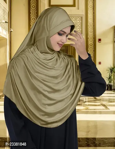 Mehar Hijab's Glamour in Modesty Faeezah Frill Hijab Olive XL-thumb4