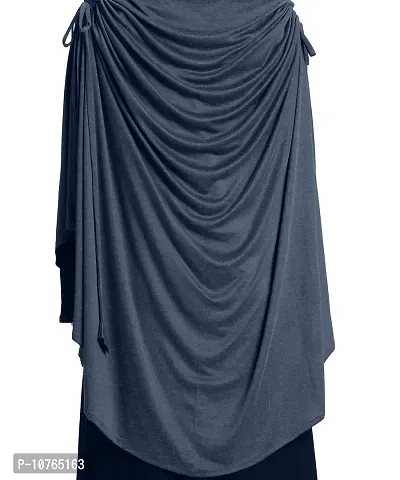Mehar Hijab's Modest Women's stylish Texture Polycotton Soft feel good fabric Side Slit &Tie Ulema Drip Drop Hijab L (Grey)-thumb4