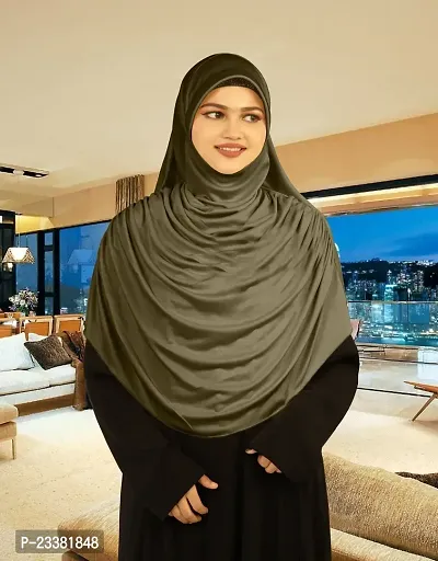 Mehar Hijab's Glamour in Modesty Faeezah Frill Hijab Olive XL-thumb2