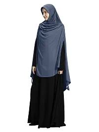 Mehar Hijab's Modest Women's stylish Texture Polycotton Soft feel good fabric Side Slit &Tie Ulema Drip Drop Hijab L (Grey)-thumb1