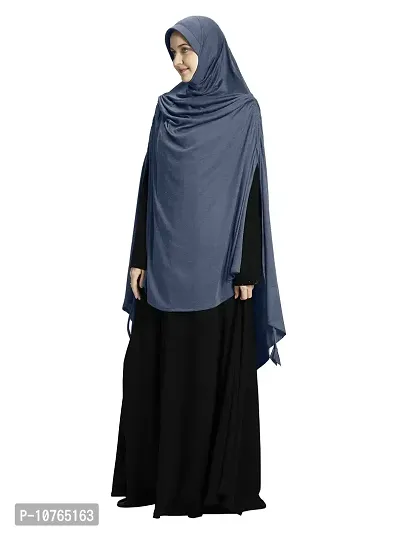 Mehar Hijab's Modest Women's stylish Texture Polycotton Soft feel good fabric Side Slit &Tie Ulema Drip Drop Hijab L (Grey)-thumb2