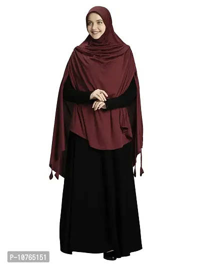 Mehar Hijab Women's Synthetic Ulema Drip Drop Hijab (D Maroon, XX-Large)-thumb0