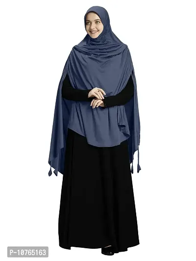 Mehar Hijab's Modest Women's stylish Texture Polycotton Soft feel good fabric Side Slit &Tie Ulema Drip Drop Hijab L (Grey)-thumb0